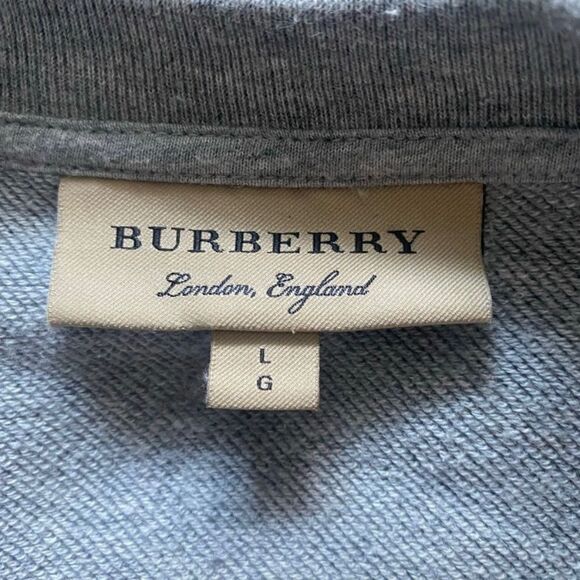 Burberry Grey Sweatshirt Large Logo Equestrian Knight Graphic 100% Cotton - Picture 4 of 5